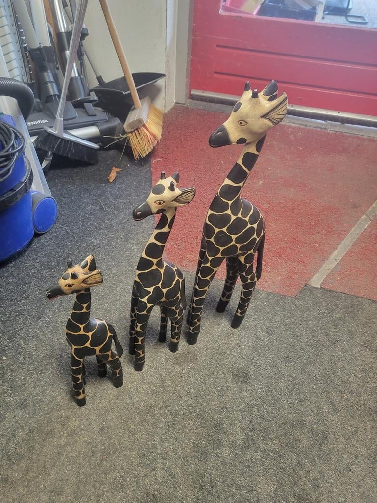 Houten Giraffen Set - Decoratie, Ophalen of Verzenden