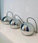 Vintage jaren '70 chromen bol hanglampen – set in topstaat, Ophalen, Zo goed als nieuw