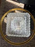 Vintage vierkante glazen plafondlamp, Ophalen of Verzenden, Zo goed als nieuw, Glas, Vintage