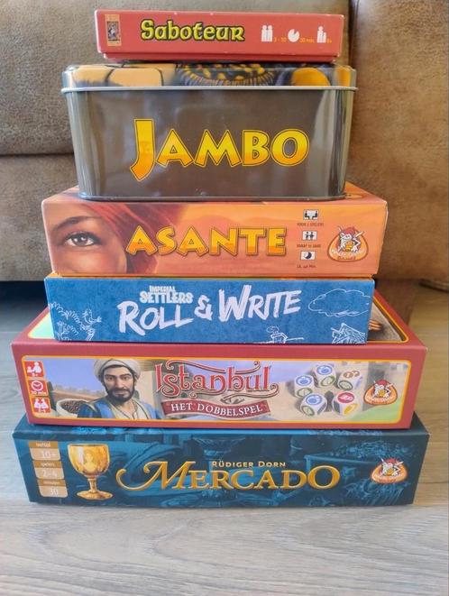 Stapel Familiespellen (oa Saboteur, Jambo, Istanbul), Hobby en Vrije tijd, Gezelschapsspellen | Bordspellen, Zo goed als nieuw