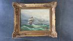 Oud schilderij zeilschip in storm op zee, Antiek en Kunst, Ophalen