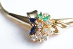 Exclusief 18 Karaat Gouden Collier Met Diamant en Smaragd, Ophalen of Verzenden, Zo goed als nieuw, Met edelsteen, Goud