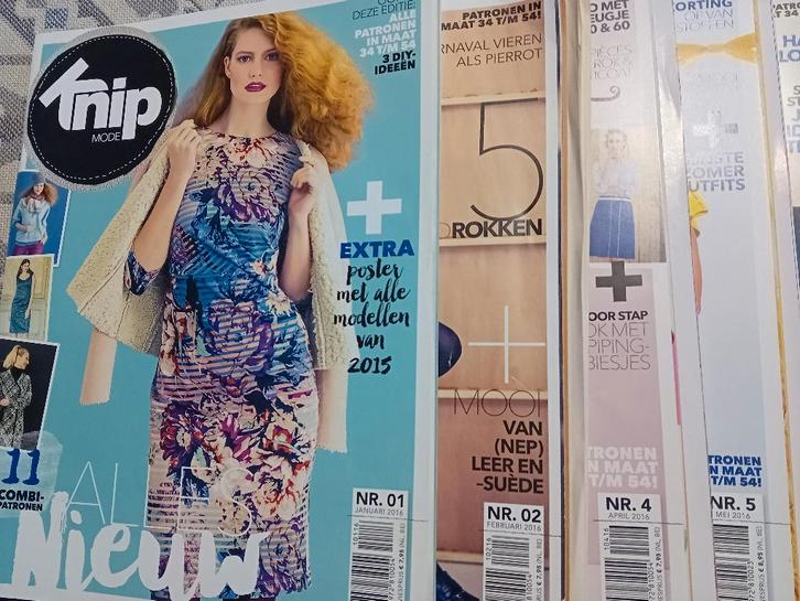 9 Knipmode bladen van jaar 2016, Hobby en Vrije tijd, Kledingpatronen, Zo goed als nieuw, Vrouw, Knipmode, Ophalen of Verzenden