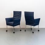 8 Montis Chaplin eetkamerstoelen kobaltblauw - verrijdbaar, Niet ingevuld, Niet ingevuld, Nieuw, Leer