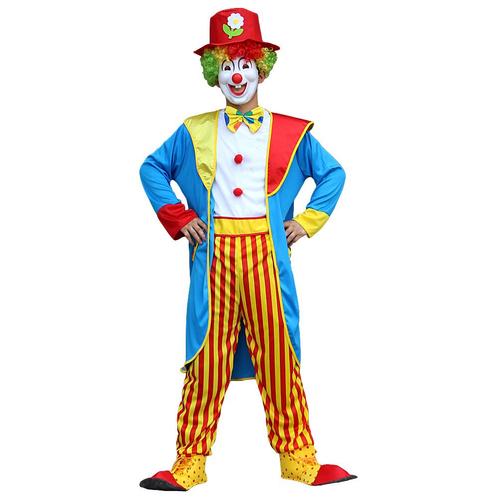 Clown Kostuum Blauw/Geel – 3-Delige Set met Jas, - Maat M, Kleding | Heren, Carnavalskleding en Feestkleding