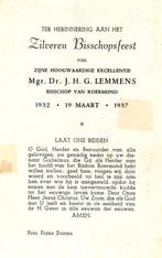 Mgr. Dr. J.H.G. Lemmens zilveren priesterfeest 1957 Roermond, Ophalen of Verzenden