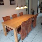 Robuuste eettafel met 6 stoelen, Ophalen, Gebruikt, Modern, 6 tot 8 stoelen