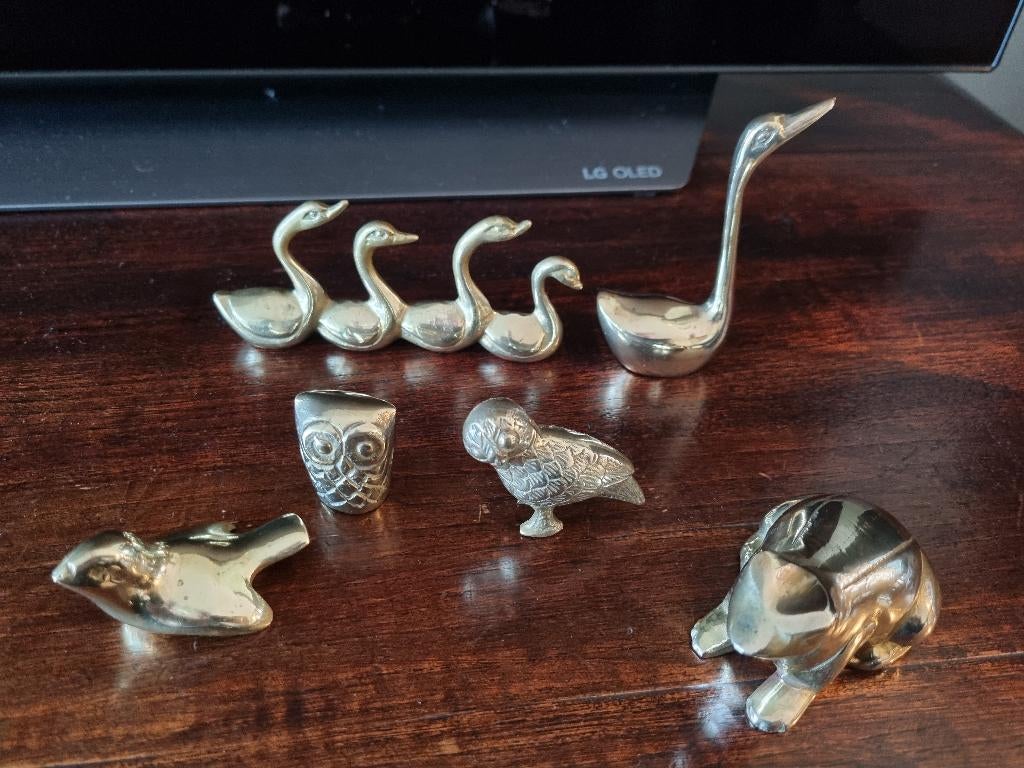 Vintage Massief Messing Dieren Beeldjes., Ophalen of Verzenden