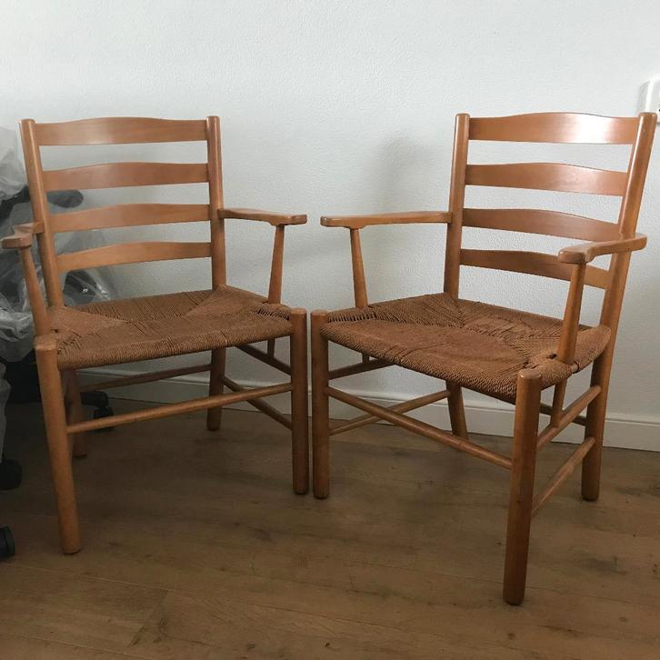 2 Kaare Klint Fritz Hansen stoel chair jr 60 Danish Design, Huis en Inrichting, Stoelen, Eén, Bruin, Ophalen