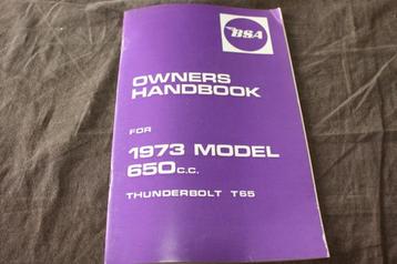 BSA 650cc T65 Thunderbolt 1973 motorcycle owner's handbook beschikbaar voor biedingen
