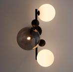 2x Wandlamp in smoked glas en metaal, Bullesco, Ophalen of Verzenden, Nieuw, Metaal