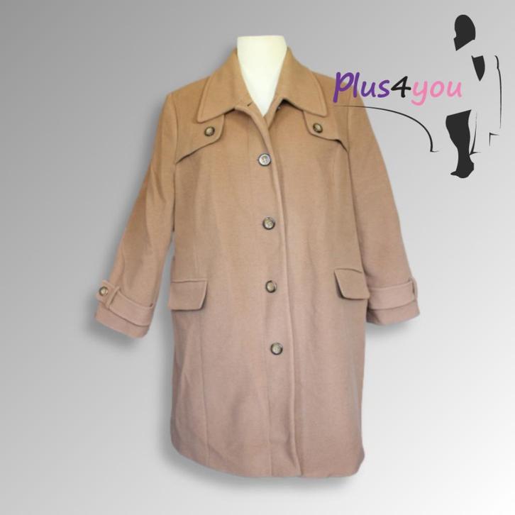 30510 Zgan Mooie wollen jas M&S mt 54  I21, Kleding | Dames, Grote Maten, Zo goed als nieuw, Jas of Mantel, Bruin, Ophalen of Verzenden