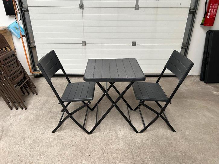 bistroset (licht beschadigd), Tuin en Terras, Tuinsets en Loungesets, Zo goed als nieuw, Tuinset, Aluminium, 2 zitplaatsen, Bijzettafel