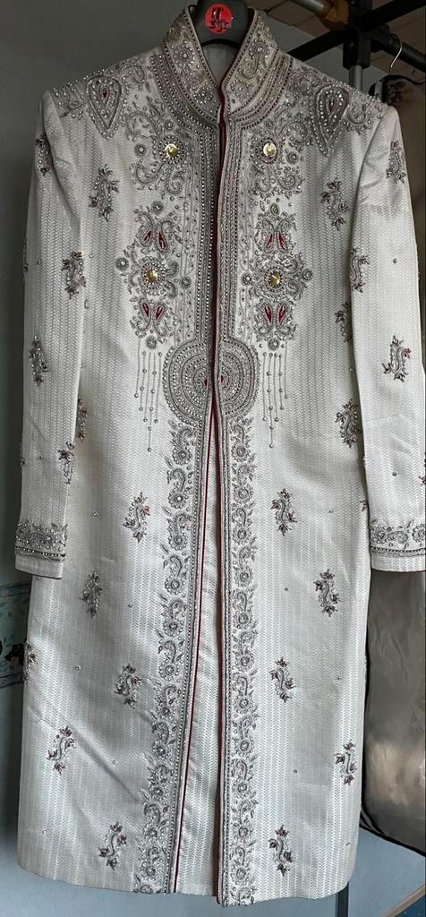 Indiase Heren Trouwkleding = SHERWANI, Kleding | Heren, Trouwkleding en Trouwaccessoires, Nieuw, Trouwpak, Wit, Ivoor of Crème