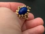 Geweldige vintage gouden ring Lapis Lazuli 14 karaat goud, Sieraden, Tassen en Uiterlijk, Verzenden, Zo goed als nieuw, 17 tot 18