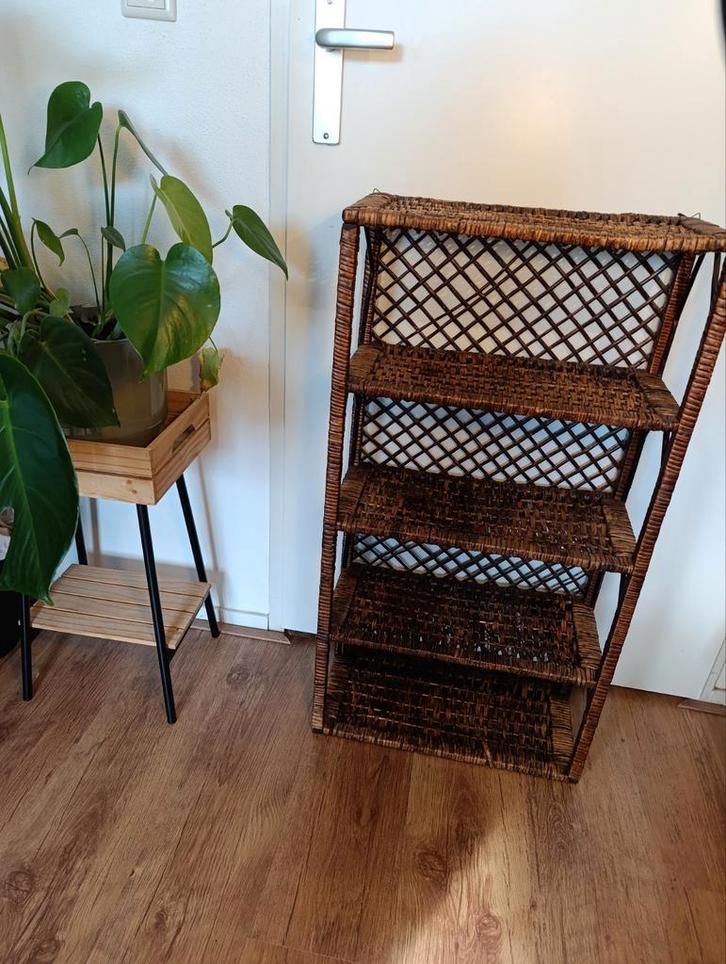 Vintage Rotan Kastje - Bruin Riet muurkast, Huis en Inrichting, Kasten | Stellingkasten, Gebruikt, Ophalen of Verzenden