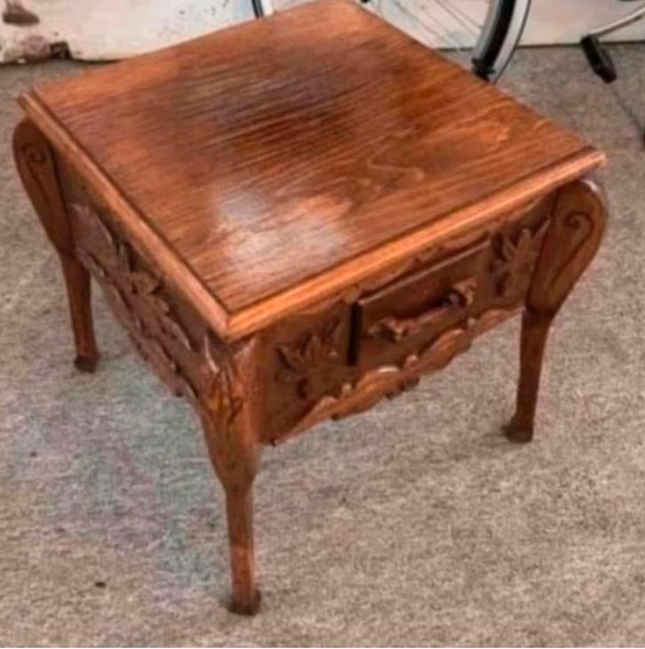 Tafel antiek tafeltje mahoniehouten Bijzettafeltje met lade, Huis en Inrichting, Tafels | Bijzettafels, Ophalen of Verzenden