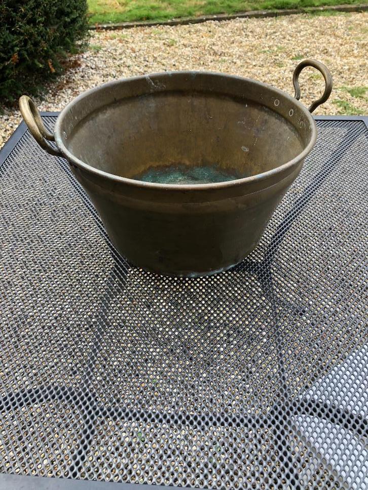 koperen bak met handvaten geheel van koper houtbak 14 euro, Tuin en Terras, Tuinwanddecoratie, Gebruikt, Ophalen of Verzenden