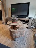 Handgemaakt Pallet Bijzettafeltje, Huis en Inrichting, Tafels | Salontafels, Minder dan 50 cm, Gebruikt, Rustiek, Rond