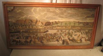 Prachtige Oude Gravure 'Feest aan de Kade' - 85x48 beschikbaar voor biedingen