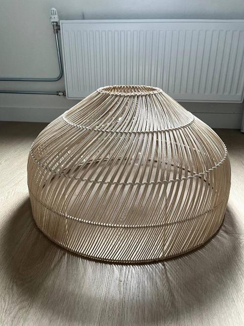 Rieten lampenkap, Huis en Inrichting, Lampen | Lampenkappen, Gebruikt, 25 tot 50 cm, Rond, Bruin, Ophalen