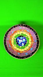 Large Mosaic Decorative Plate | Colors | Wooden Base, Verzenden, Gebruikt