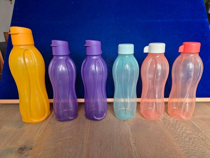Tupperware ecoflessen, Huis en Inrichting, Keuken | Tupperware, Gebruikt, Overige typen, Blauw, Oranje, Paars, Ophalen of Verzenden