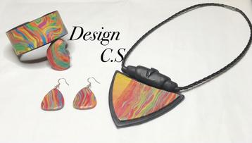 Leren Ketting met hanger eigen Design Klei UV-Hars beschikbaar voor biedingen