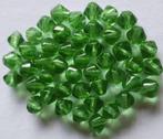 50 groene facet geslepen echte kristal glas kralen 6 mm, Nieuw, Kraal, Verzenden