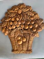 Goudkleurig wanddecoratie mand/fruit, Tuin en Terras, Tuinbeelden, Ophalen