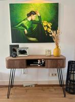 Mangohouten sidetable met 2 lades - Leidschendam, Huis en Inrichting, Tafels | Sidetables, Ophalen, 100 tot 150 cm, Zo goed als nieuw