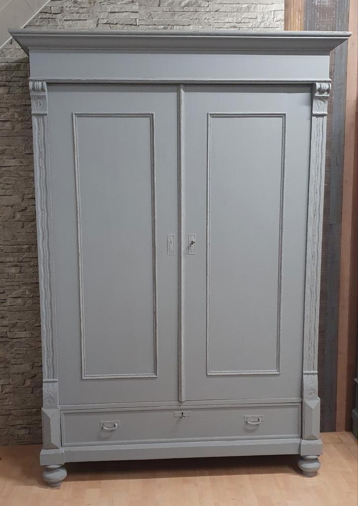 Grote brocante meidenkast kledingkast linnenkast demontabel, Antiek en Kunst, Antiek | Meubels | Kasten, Ophalen