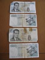 België = 4 x biljet 20 francs - Boudewijn & Atomium, Postzegels en Munten, Los biljet, Ophalen of Verzenden