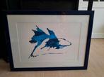 Harry van Gestel painting blauw abstract 1998 62x82 cm, Antiek en Kunst, Ophalen