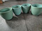 4 bloempotten voor binnen mat licht groen, Ophalen, Zo goed als nieuw