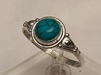 Zilveren ring Turkoois, Sieraden, Tassen en Uiterlijk, Ringen, 19 tot 20, Zo goed als nieuw, Met edelsteen, Dame