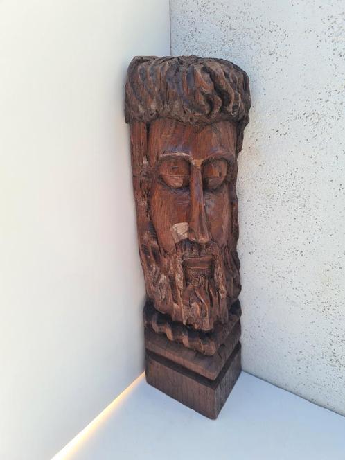 ANTIEKE KOP hoek ornament hout [kerk console religie hoofd], Antiek en Kunst, Kunst | Beelden en Houtsnijwerken, Ophalen of Verzenden