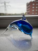 Vaas met deksel , dolfijn, schaal, Ophalen, Gebruikt, Blauw, Glas