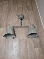 Industriële lamp met twee fittingen, Huis en Inrichting, Gebruikt, Ophalen of Verzenden, Metaal, Minder dan 50 cm