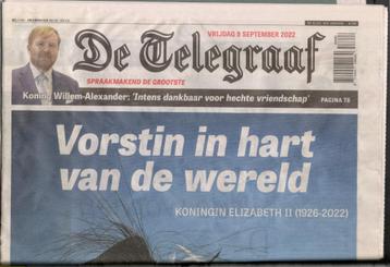 Koningin Elizabeth II (1926-2022) - Telegraaf 9 sept 2022 beschikbaar voor biedingen
