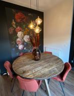 Ronde Tondo Eetkamertafel 140cm - Oud Iepenhout, Ophalen, Rond, 100 tot 150 cm