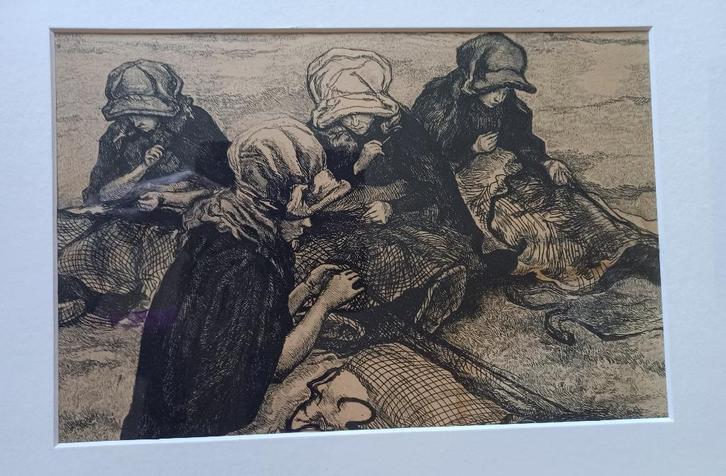 Nettenboetsters ets Cees Bolding 1941, Antiek en Kunst, Kunst | Etsen en Gravures, Ophalen of Verzenden