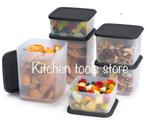 Tupperware cubix zwart ruimtespaarder set 3 / 6 voorraaddoos, Ophalen of Verzenden, Nieuw, Bus of Trommel