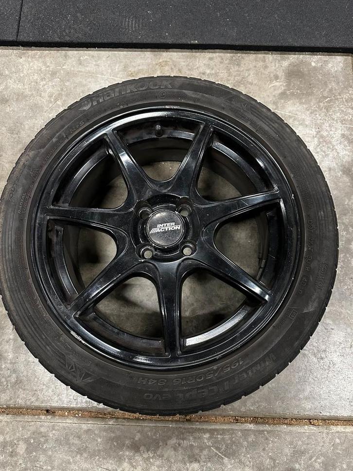 4 lichtmetalen velgen zwart 16” 16 inch, Auto-onderdelen, Banden en Velgen, Banden en Velgen, Winterbanden, 16 inch, 195 mm, Personenwagen