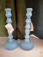 Set van 2 blauwe kandelaars, Overige materialen, 25 tot 50 cm, Blauw, Ophalen of Verzenden