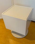 Witte Hoogglans Bijzettafel met Opbergruimte, Huis en Inrichting, Tafels | Bijzettafels, Minder dan 55 cm, Vierkant, Zo goed als nieuw