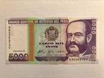 5000 intis 1988 Peru, Postzegels en Munten, Bankbiljetten | Amerika, Los biljet, Verzenden