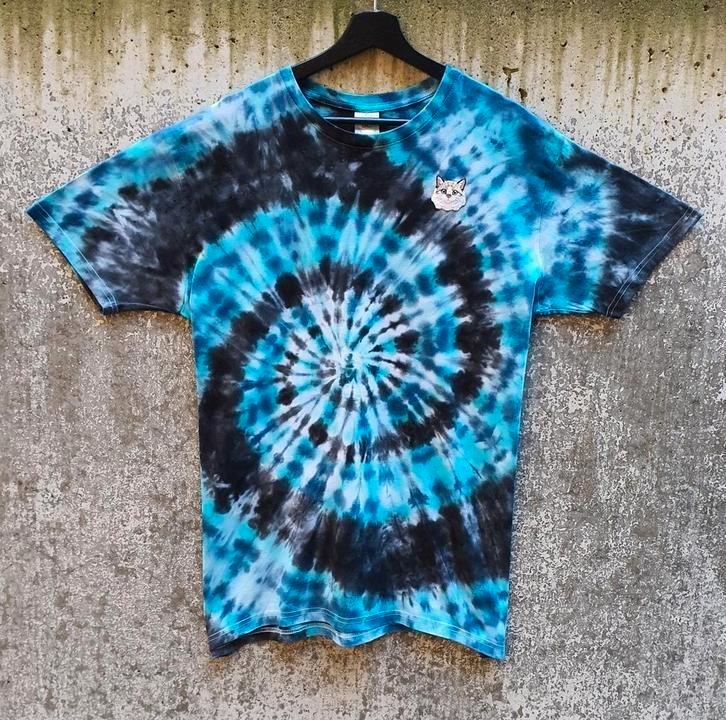 Blauw - zwart spiral tie dye met ragdoll kat tshirt maat XL, Kleding | Heren, T-shirts, Nieuw, Maat 56/58 (XL), Blauw, Ophalen of Verzenden