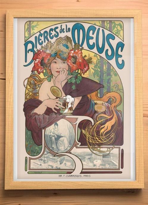 [Affiche Poster in Lijst] Alphonse Mucha Bieres de la Meuse, Verzamelen, Posters, Nieuw, Rechthoekig Staand, Verzenden