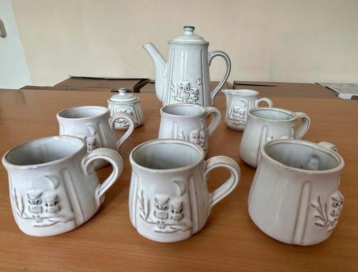 koffieservies uilen, Verzamelen, Porselein, Kristal en Bestek, Zo goed als nieuw, Porselein, Ophalen